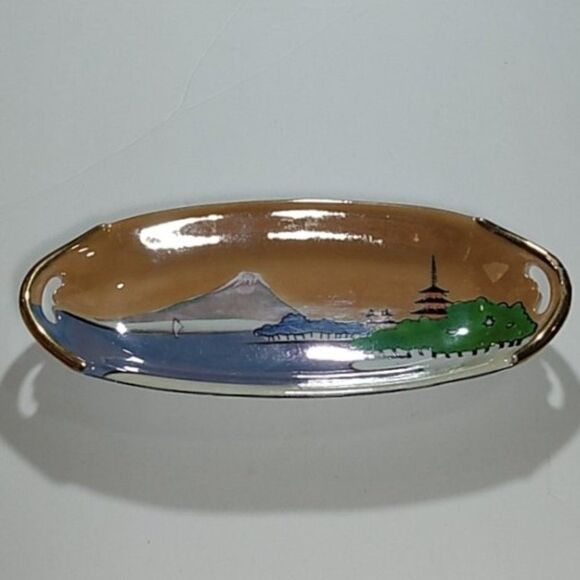 Vintage Handpainted Lusterware Celery Tray & Salts Made in Japan - Picture 4 of 12